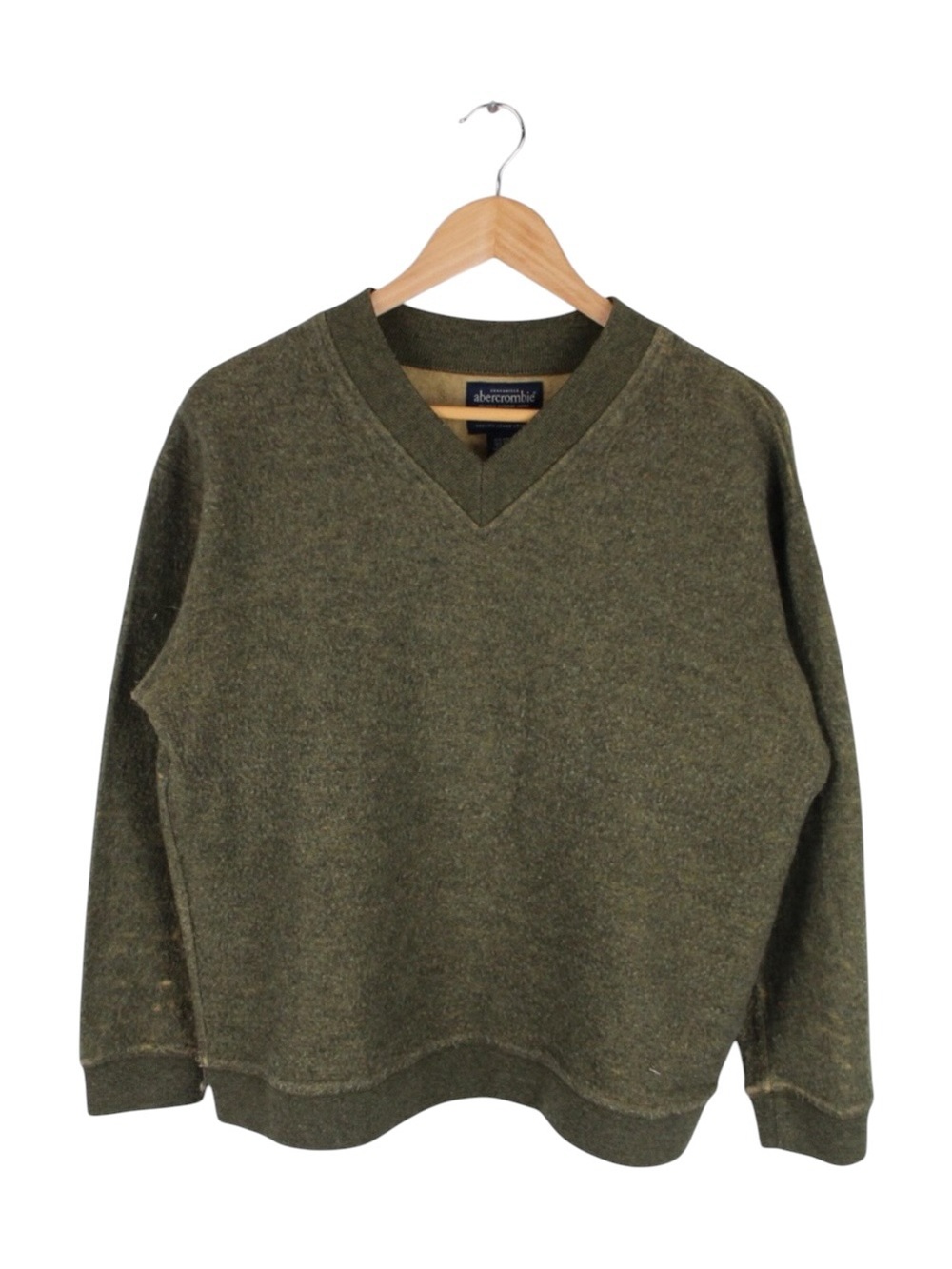 Vintage Abercrombie Wool‎ Blend V-Neck Sweater Olive Green Women’s M